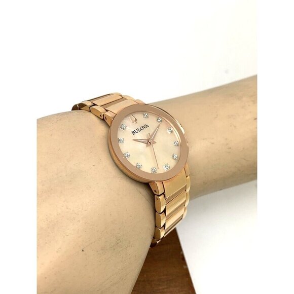 Bulova Women's Watch 97P132 Quartz Diamond Dial Rose Gold Stainless Stee… - Picture 6 of 15